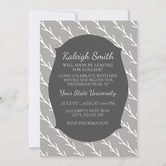 Graues, weißes Uni Trunk Party laden ein Einladung (Vorderseite)