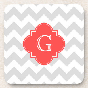 Graues weißes Zickzack korallenrotes rotes Untersetzer