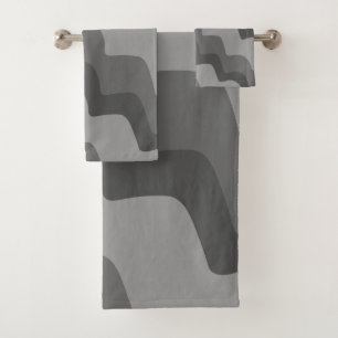 Graues Wellenmuster Badhandtuch Set