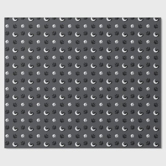 Graues Werwolf-Mond-Geschenkpapier Geschenkpapier (Flach)