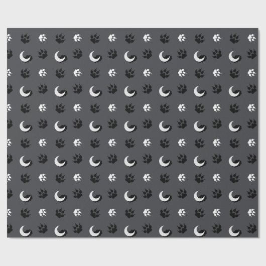 Graues Werwolf-Mond-Geschenkpapier Geschenkpapier (Flach)
