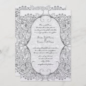 Graues Whimsical Love Bird-Muster Einladungen (Vorne/Hinten)