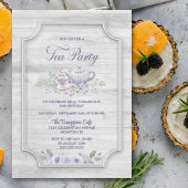 Graues Wood Birthday Tea Party Einladung