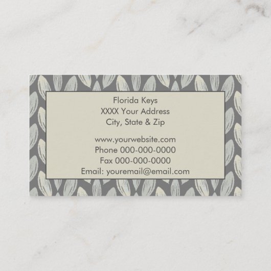 Graues Woven Leaf Design Visitenkarte (Rückseite)