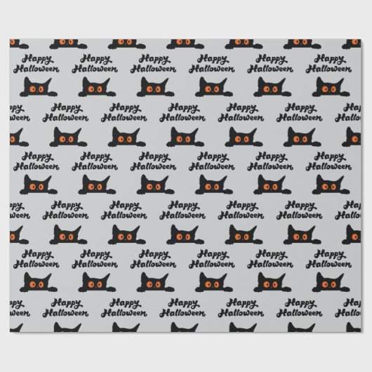 Graues Wrapping Paper mit schwarzen Katzen zu Hall Geschenkpapier (Flach)