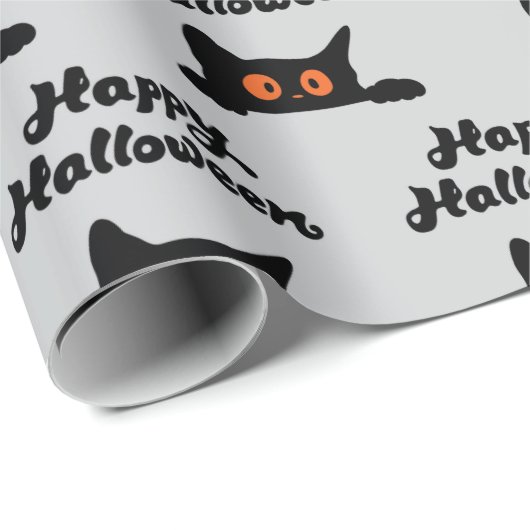 Graues Wrapping Paper mit schwarzen Katzen zu Hall Geschenkpapier (Rolleneckpunkt)