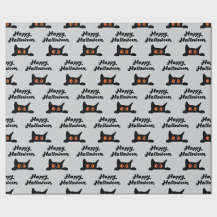 Graues Wrapping Paper mit schwarzen Katzen zu Hall Geschenkpapier