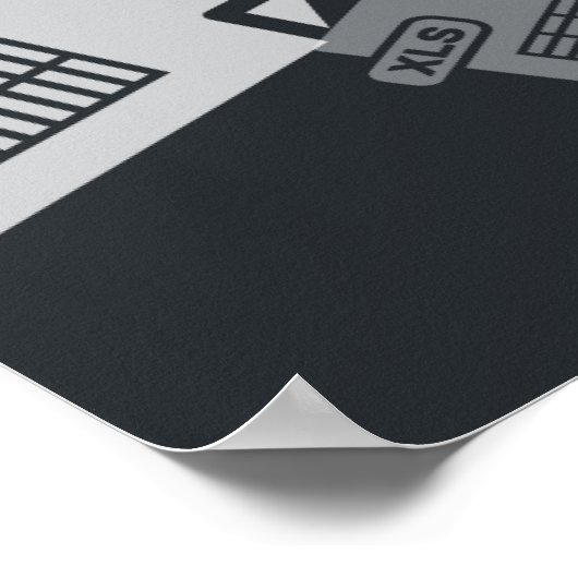 Graues XLS-Dateidokument. xls button icon i herunt Poster (Ecke)