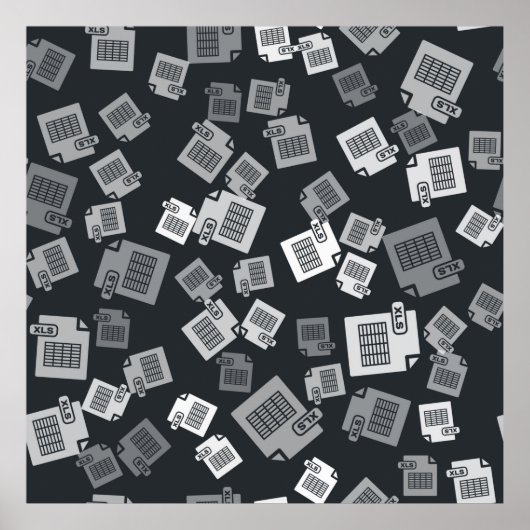 Graues XLS-Dateidokument. xls button icon i herunt Poster (Vorne)