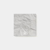 Graues zerknittertes Papier mit robustem Retro-Mon Post-it Klebezettel (Vorderseite)