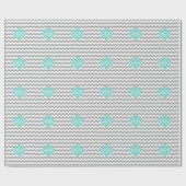 Graues, Zickzack Aqua-Quatrefolie 3 Monogramm Geschenkpapier (Flach)
