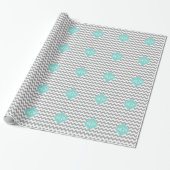 Graues, Zickzack Aqua-Quatrefolie 3 Monogramm Geschenkpapier (Ungerollt)