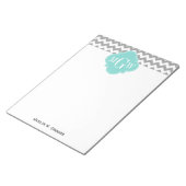 Graues, Zickzack Aqua-Quatrefolie 3 Monogramm Notizblock (angewinkelt)