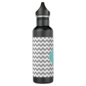 Graues, Zickzack Aqua-Quatrefolienmonogramm Trinkflasche (Links)