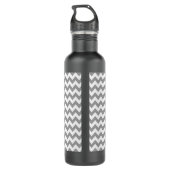 Graues, Zickzack Aqua-Quatrefolienmonogramm Trinkflasche (Rückseite)