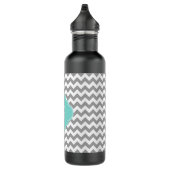 Graues, Zickzack Aqua-Quatrefolienmonogramm Trinkflasche (Rechts)