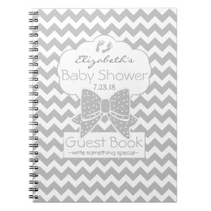 Graues Zickzack Baby-Duschen-Gast-Buch Notizblock
