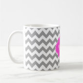 Graues Zickzack Hot-Pink-Folie 3 Monogramm Kaffeetasse (Links)