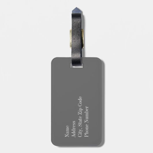 Graues Zickzack mit korallenrotem Monogramm Gepäckanhänger (Rückseite vertikal)