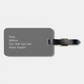 Graues Zickzack mit korallenrotem Monogramm Gepäckanhänger (Rückseite horizontal)