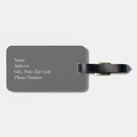 Graues Zickzack mit korallenrotem Monogramm Gepäckanhänger (Rückseite horizontal)