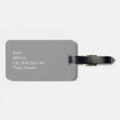 Graues Zickzack mit rosa Herz-Monogramm Gepäckanhänger (Rückseite horizontal)