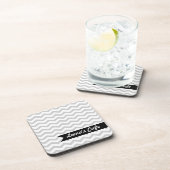 Graues Zickzack mit schwarzem personalisiertem Untersetzer (Rechte Seite)