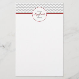 Graues Zickzack Monogramm Briefpapier