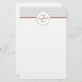 Graues Zickzack Monogramm Briefpapier (Vorne/Hinten)