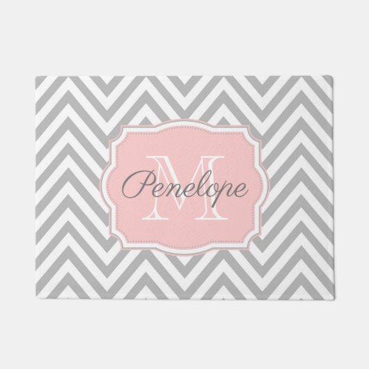 Graues Zickzack Muster Fußmatte (Vorderseite)