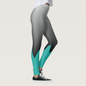Graues Zickzack Muster Türkisblaue benutzerdefinie Leggings (Rechts)