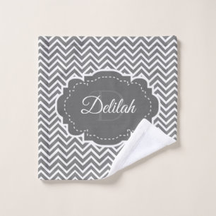 Graues Zickzack Personalisiertes Handtuch Set