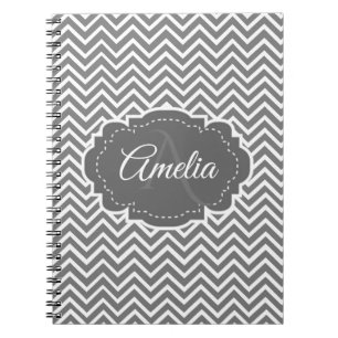 Graues Zickzack Personalisiertes Notebook Notizblock