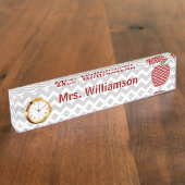 Graues Zickzack rotes Zickzack Namensplakette (Seite)