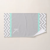 Graues Zickzack und Minzgrün-Badetuch-Set Badhandtuch Set (Handtuch)