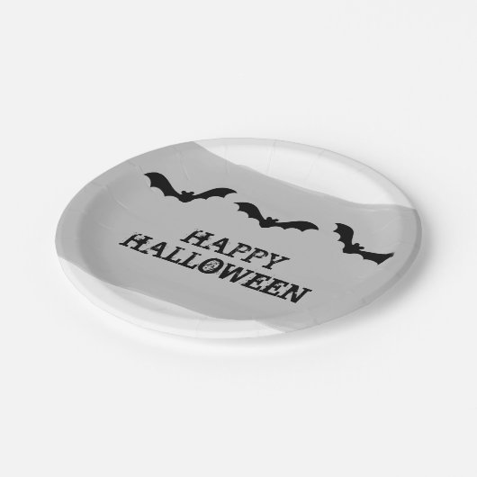 Graufarben-Fledermäuse Halloween-Teller Pappteller (Schrägansicht)