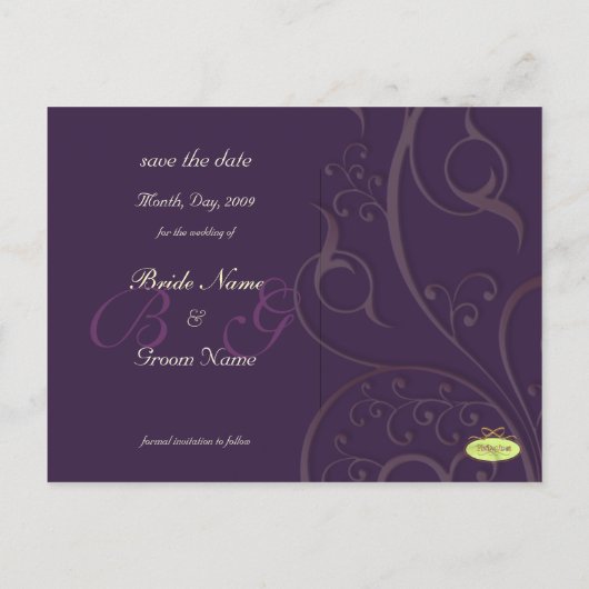 Graufarben, Save the Date, silberfarbene Wirbel in Ankündigungspostkarte (Rückseite)