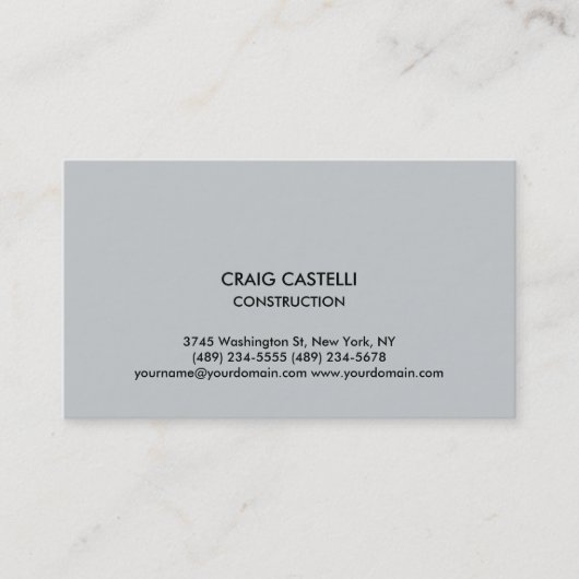 Graufarben Schlicht Moderne Standard-Visitenkarte Visitenkarte (Vorderseite)