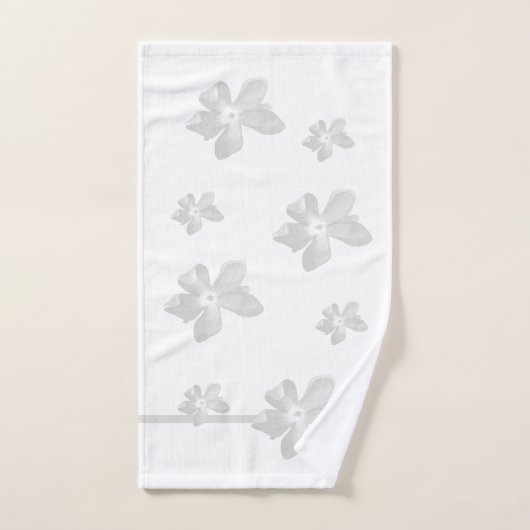 Graufarbene Blume Streifen auf Weiß Badhandtuch Set (Handtuch)