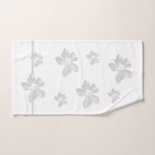 Graufarbene Blume Streifen auf Weiß Badhandtuch Set (Handtuch)