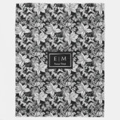 Graufarbene Blumendecke mit individuelle Name-Mono Fleecedecke (Vorderseite)