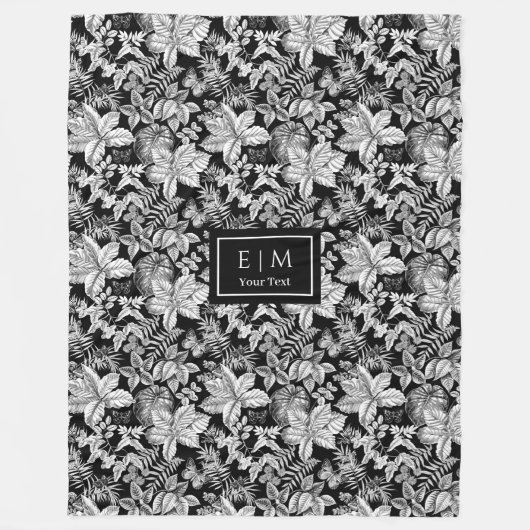 Graufarbene Blumendecke mit individuelle Name-Mono Fleecedecke (Vorderseite)