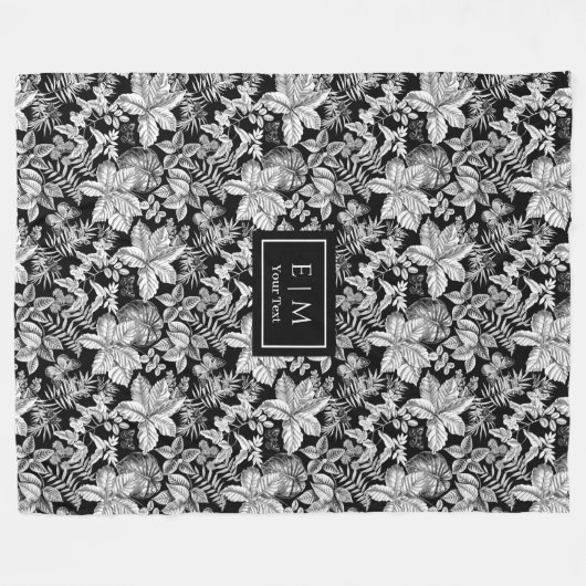 Graufarbene Blumendecke mit individuelle Name-Mono Fleecedecke (Vorderseite (Horizontal))