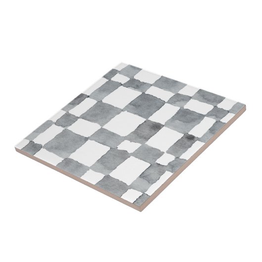 Graufarbene Karo Keramik Tile Fliese (Seite)
