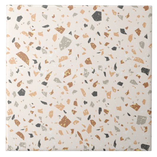 Graufarbene Terrazzo-Textur nahtloses Muster Fliese (Vorderseite)