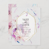 Graufarbene und Lila Wasserfarben Save the Date Ankündigungspostkarte (Vorne/Hinten)