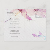 Graufarbene und Lila Wasserfarben Save the Date Ankündigungspostkarte (Rückseite)