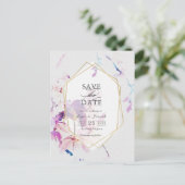 Graufarbene und Lila Wasserfarben Save the Date Ankündigungspostkarte (Stehend Vorderseite)