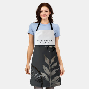 Graufarbener Individuelle Name Schwarz-Weiß-Bib Schürze