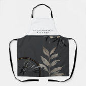 Graufarbener Individuelle Name Schwarz & Weiß Bib Schürze (Vorderseite)